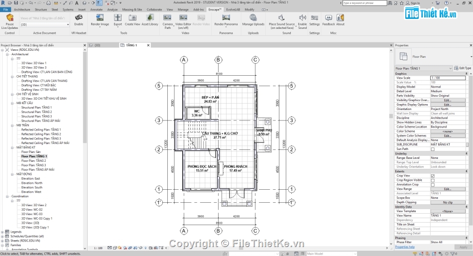 file revit biệt thự 2 tầng,biệt thự 2 tầng full (file revit),mẫu công trình revit,bản vẽ biệt thự 2 tầng